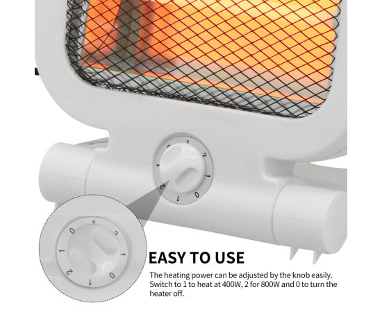 Electric Quartz stove Mini with 2 tubes-800W-2 power levels: 800W. Anti-tip, thermal protection