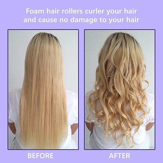 Pack of 10 Hair Rollers Papilotten Hair Rollers, Curls Without Heat Foam Curlers for Women (Random Color) Rs 563