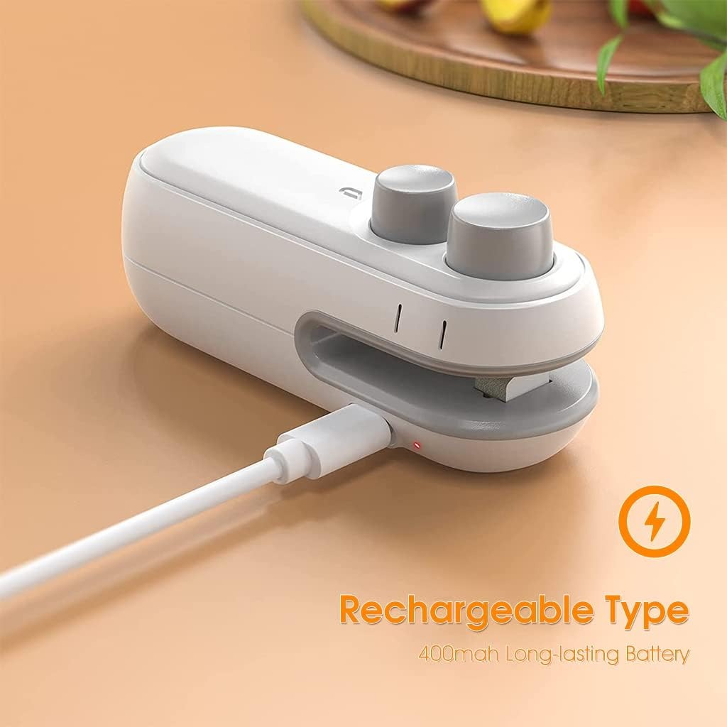1 Pc Mini Heat Sealing Machine 2-In-1 Cutter & Sealer With USB Cable – Compact USB Rechargeable Food Bag Sealer For Snacks And Storage