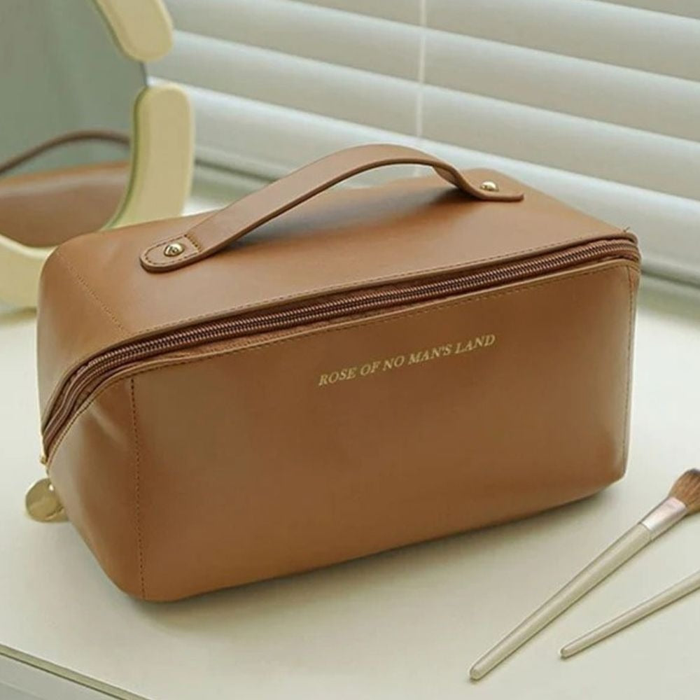 Large Capacity Travel Cosmetic Bag leather material durable