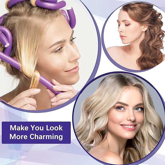 Pack of 10 Hair Rollers Papilotten Hair Rollers, Curls Without Heat Foam Curlers for Women (Random Color) Rs 563