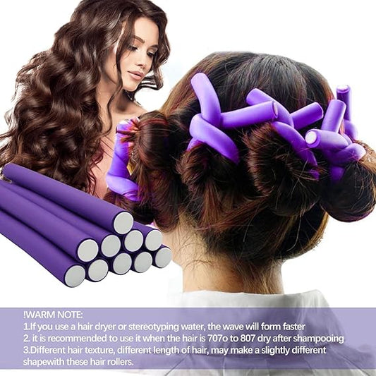 Pack of 10 Hair Rollers Papilotten Hair Rollers, Curls Without Heat Foam Curlers for Women (Random Color) Rs 563