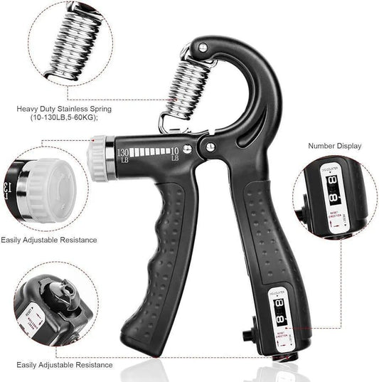 Hand Grip Strengthener Adjustable Resistance Wrist Strengthener Forearm Gripper Hand Workout Strength Trainer | With Counter (Random colour)