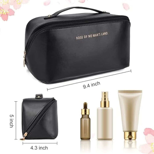 Large Capacity Travel Cosmetic Bag leather material durable